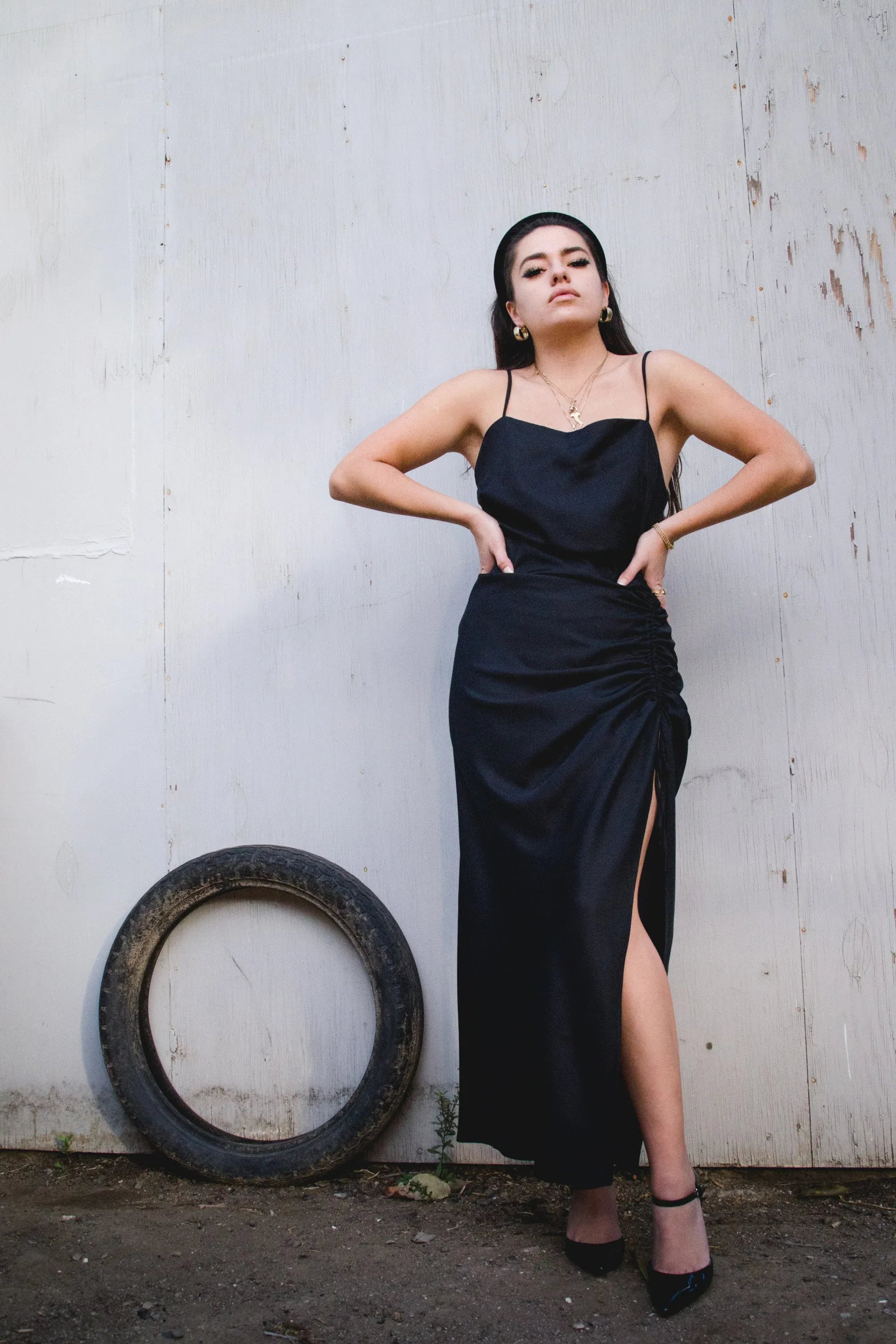 Prom Dress With Spaghetti Straps And Side Scrunch Ankle Length For Glamorous Night Shoppers
