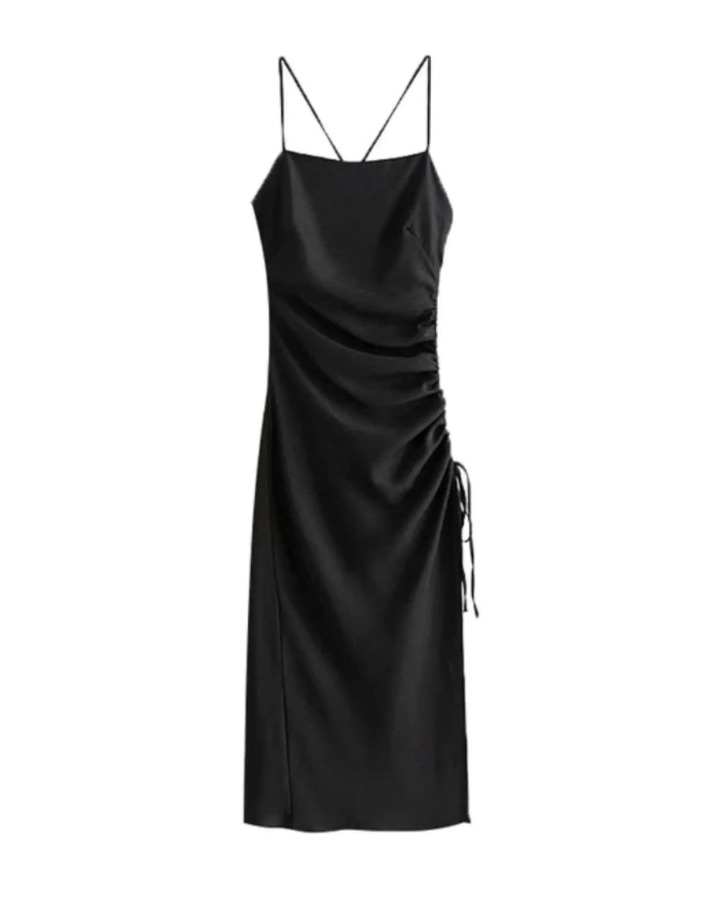 Prom Dress With Spaghetti Straps And Side Scrunch Ankle Length For Glamorous Night Shoppers
