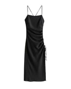 Prom Dress With Spaghetti Straps And Side Scrunch Ankle Length For Glamorous Night Shoppers