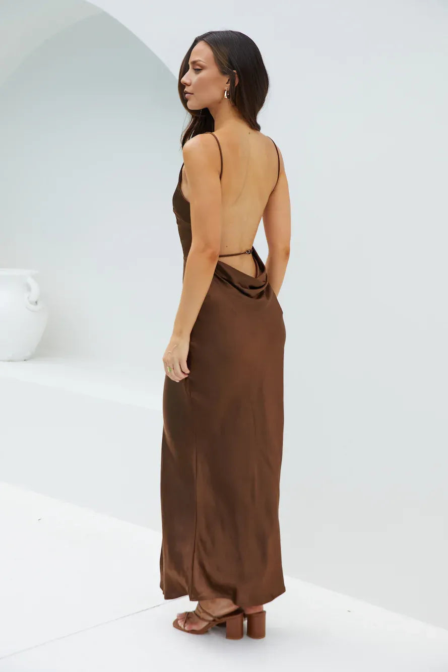 Figure-skimming High Boat Neck Sleeveless Open Back Floor Length Cocktail Dress