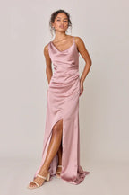 Fitted Cowl Neck Sleeveless Floor-Length Prom Dress