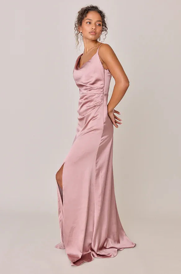 Fitted Cowl Neck Sleeveless Floor-Length Prom Dress