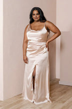 Fitted Cowl Neck Sleeveless Floor-Length Plus Size Prom Dress
