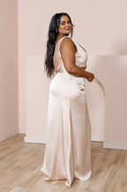 Fitted Cowl Neck Sleeveless Floor-Length Plus Size Prom Dress