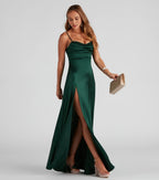 Fitted Cowl Neck Sleeveless Floor-Length Prom Dress