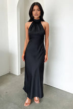 Fitted High Neck Sleeveless Pleated Floor-Length Prom Dress