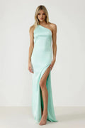 Fitted One Shoulder Sleeveless Floor-Length Prom Dress