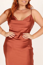 Spaghetti Straps Sleeveless Backless Tea-Length Plus Size Prom Dress