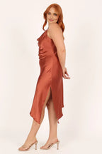 Spaghetti Straps Sleeveless Backless Tea-Length Plus Size Prom Dress