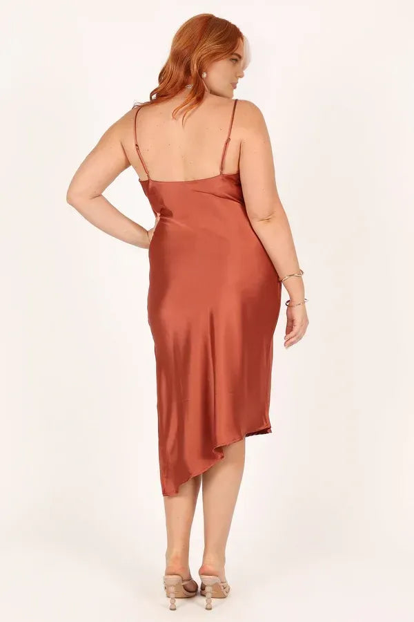 Spaghetti Straps Sleeveless Backless Tea-Length Plus Size Prom Dress