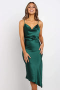 Fitted Spaghetti Straps Sleeveless Backless Tea-Length Prom Dress