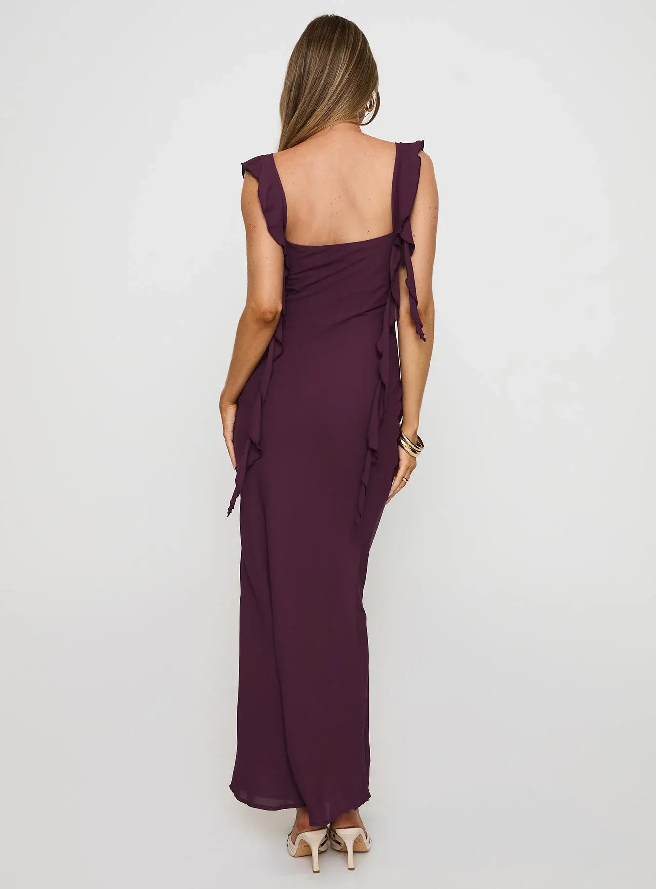 Fitted Square Neck Sleeveless Backless Floor-Length Prom Dress