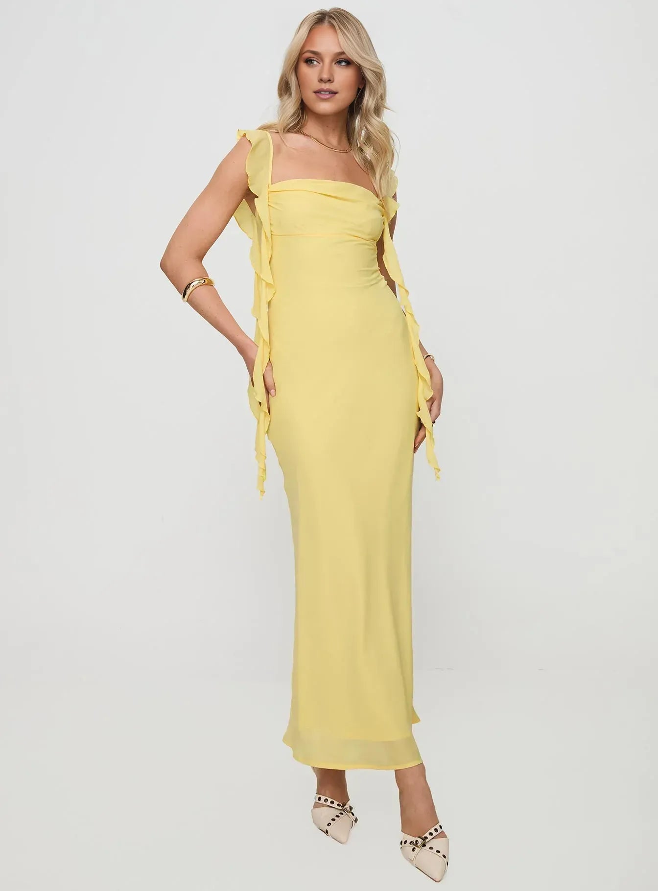 Fitted Square Neck Sleeveless Backless Floor-Length Prom Dress