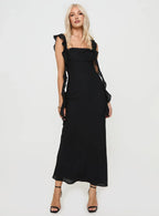 Fitted Square Neck Sleeveless Backless Floor-Length Prom Dress