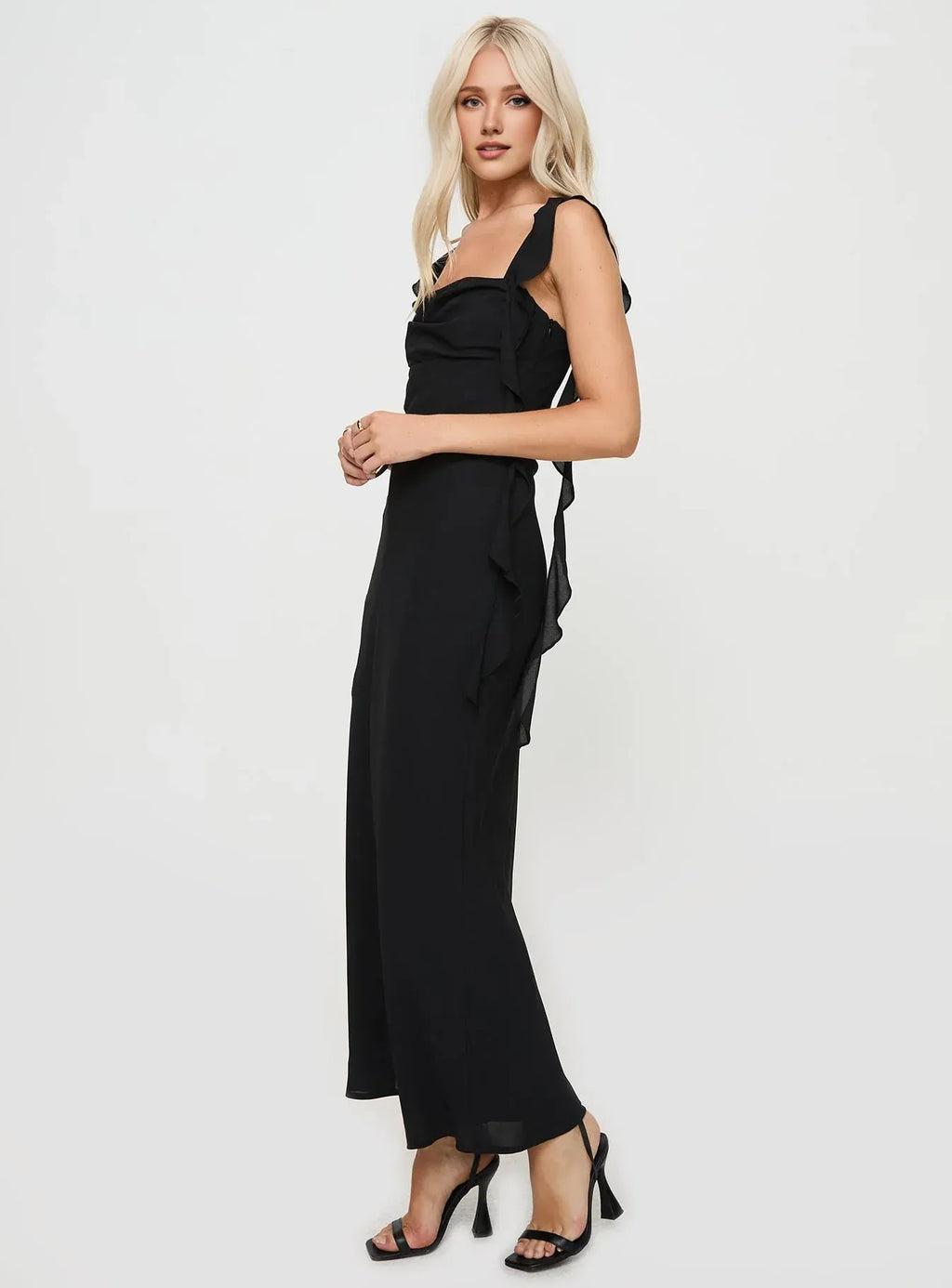Fitted Square Neck Sleeveless Backless Floor-Length Prom Dress
