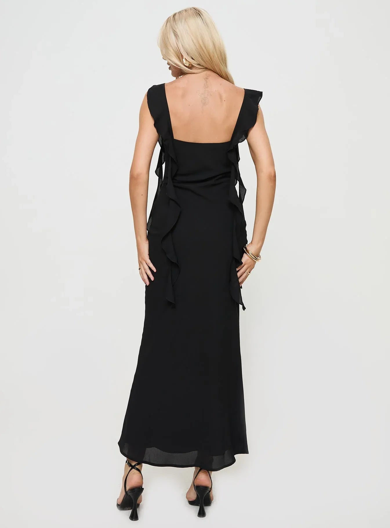Fitted Square Neck Sleeveless Backless Floor-Length Prom Dress