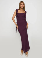 Fitted Square Neck Sleeveless Backless Floor-Length Prom Dress