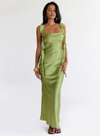 Fitted Square Neck Sleeveless Floor-Length Prom Dress