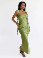 Fitted Square Neck Sleeveless Floor-Length Prom Dress
