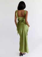 Fitted Square Neck Sleeveless Floor-Length Prom Dress