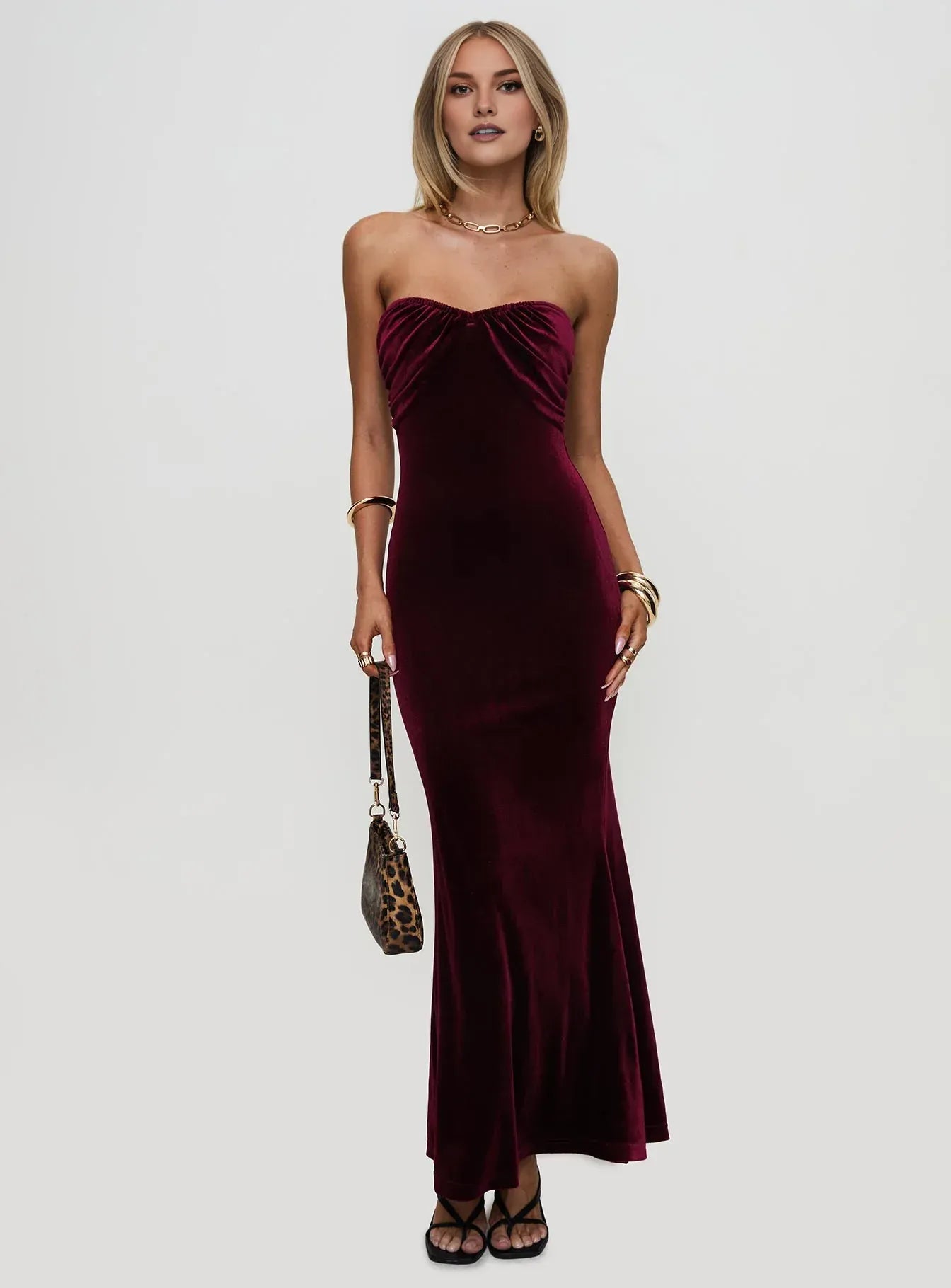 Fitted Strapless Sleeveless Backless Floor-Length Prom Dress