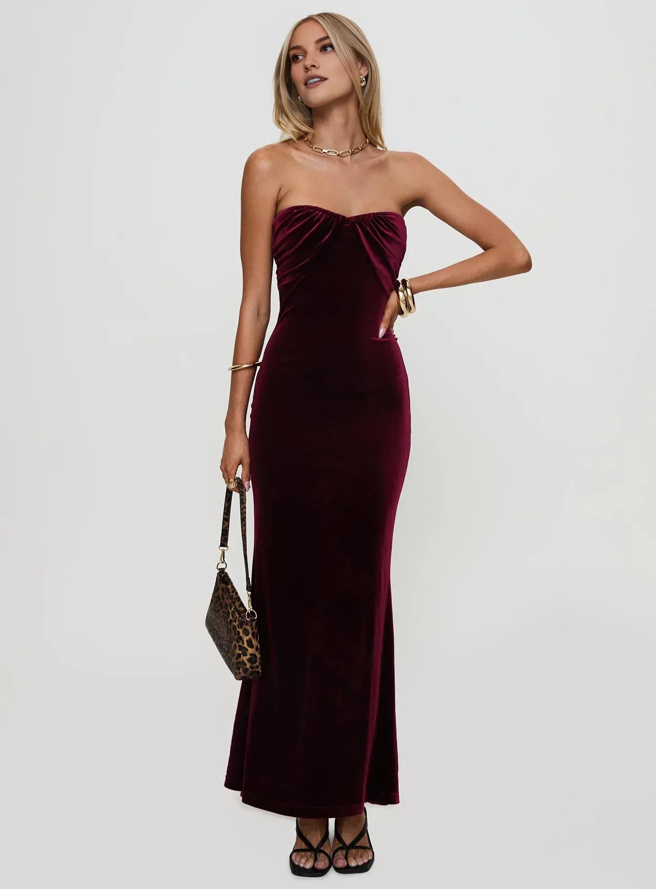 Fitted Strapless Sleeveless Backless Floor-Length Prom Dress