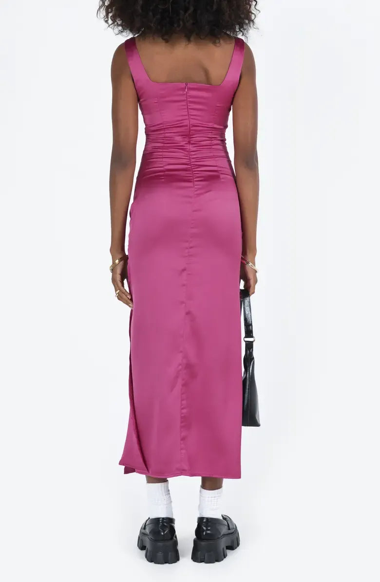 Fitted V-Neck Sleeveless Ankle-Length Prom Dress