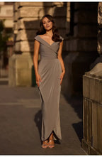 Fitted V Neck Cap Sleeves Zipper Up Floor-Length Prom Dress