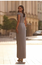 Fitted V Neck Cap Sleeves Zipper Up Floor-Length Prom Dress