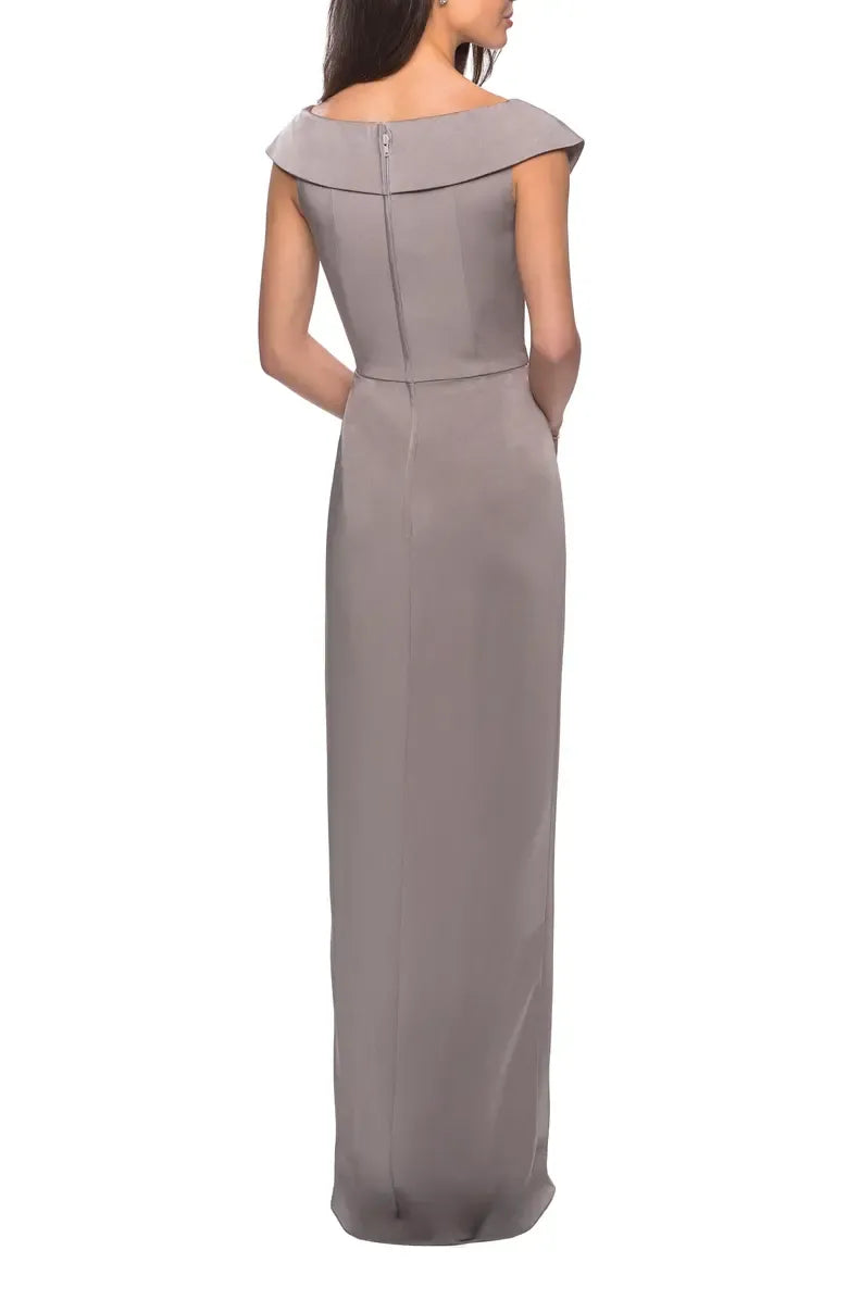 Fitted V Neck Cap Sleeves Zipper Up Floor-Length Prom Dress