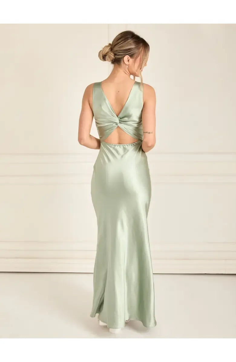 Fitted V Neck Sleeveless Floor-Length Prom Dress