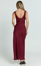 Dress Simple Maxi Dress Cowl Neck Sleeveless Dress Mermaid Regular Straps Low Open Back Evening Dress
