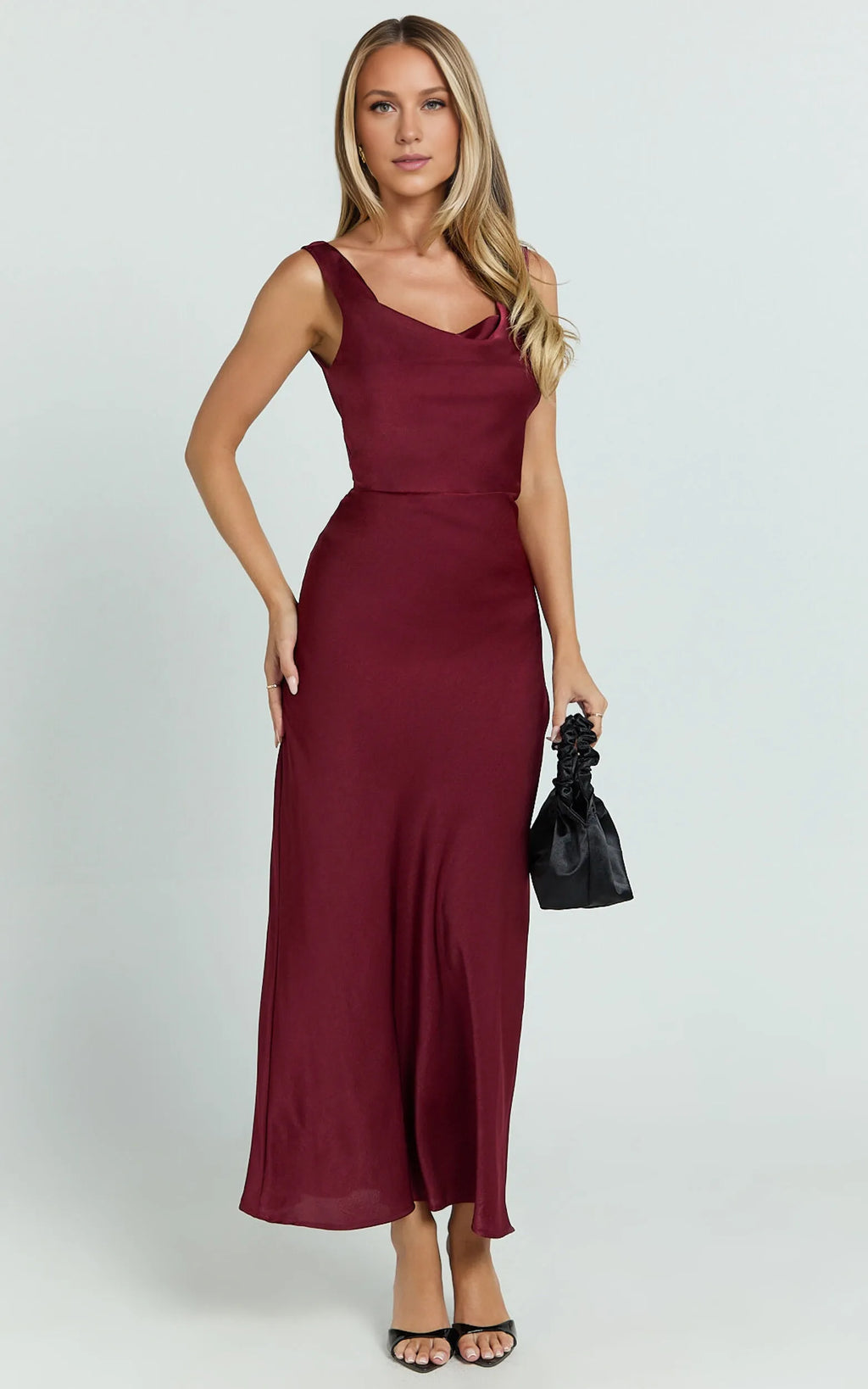 Dress Simple Maxi Dress Cowl Neck Sleeveless Dress Mermaid Regular Straps Low Open Back Evening Dress