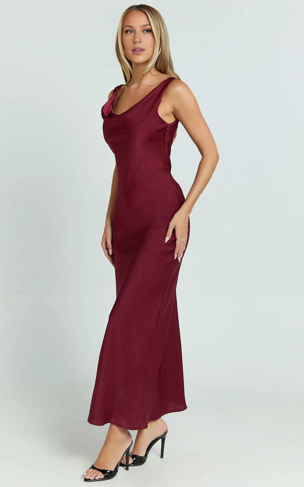 Dress Simple Maxi Dress Cowl Neck Sleeveless Dress Mermaid Regular Straps Low Open Back Evening Dress