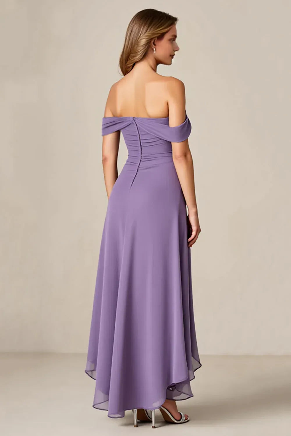 Mermaid Off the Shoulder Ruffles Ankle-Length Mother of the Bride Dress