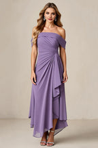 Mermaid Off the Shoulder Ruffles Ankle-Length Mother of the Bride Dress