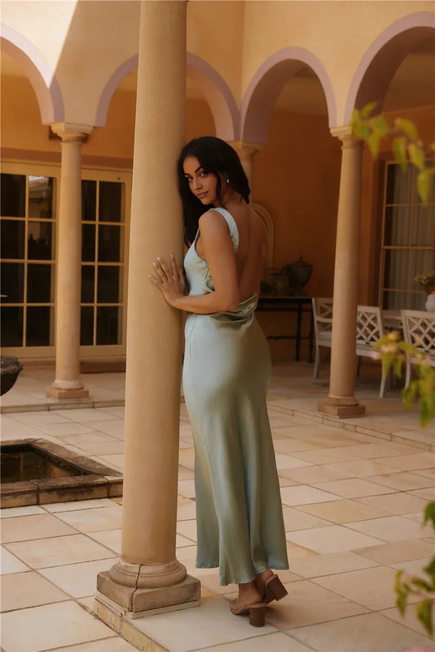 Mermaid Boat Neck Sleeveless Backless Floor-Length Prom Dress