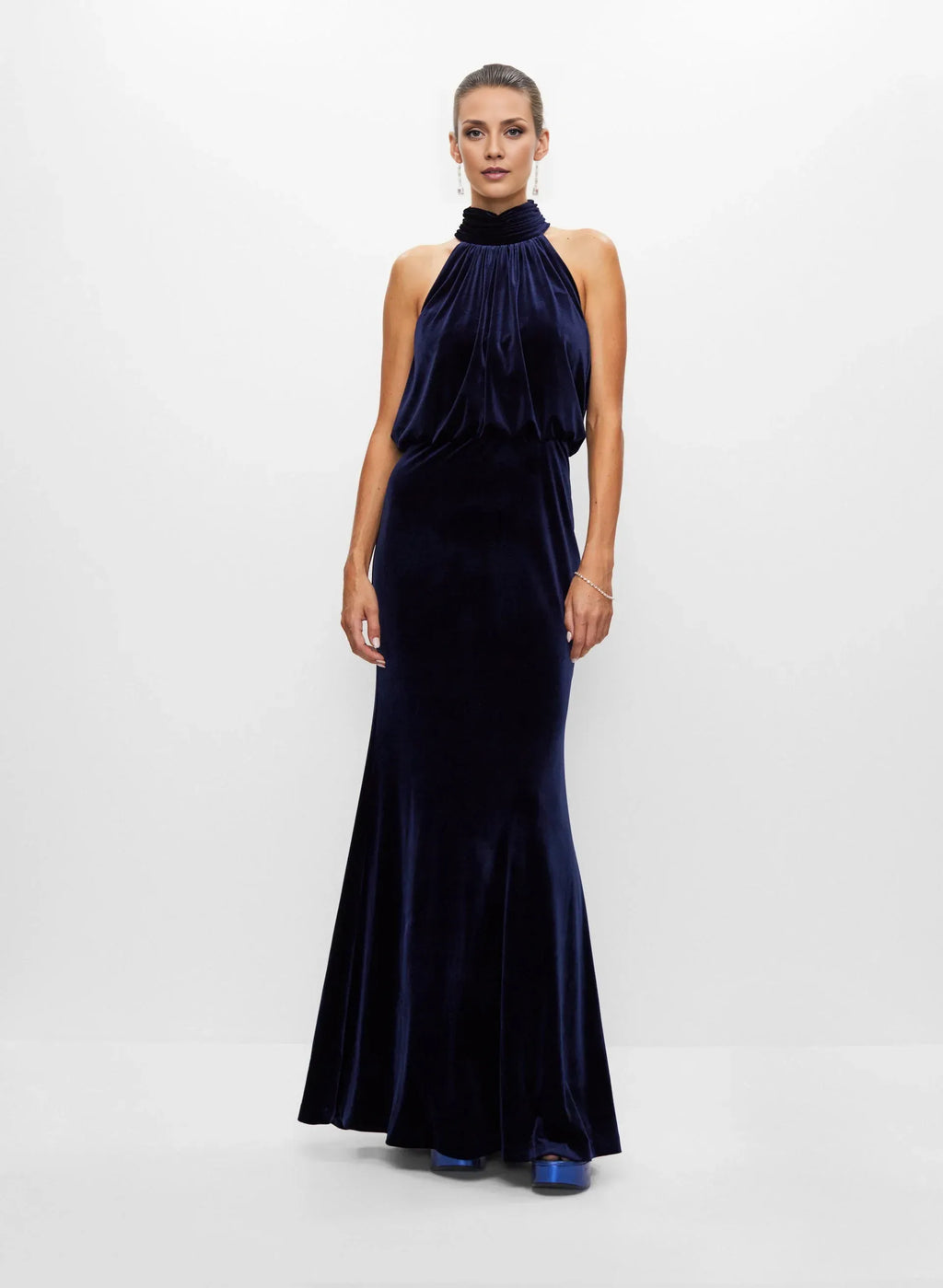 Mermaid Halter-Neck Sleeveless Floor-Length Prom Dress