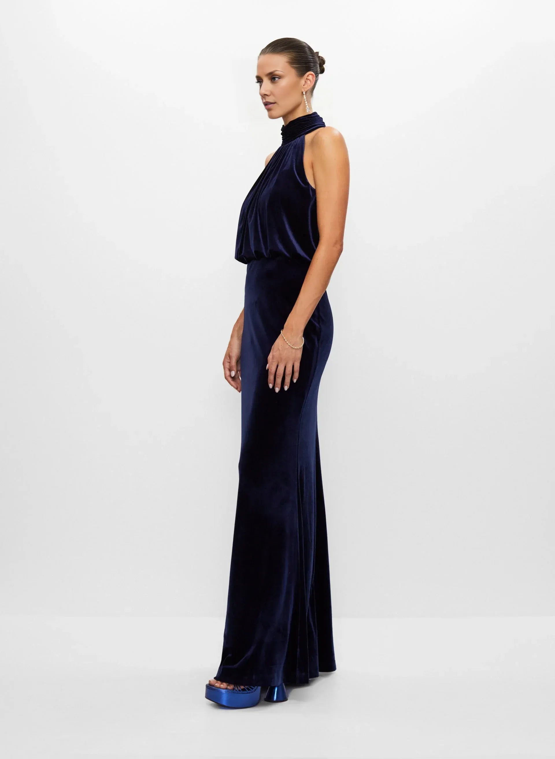 Mermaid Halter-Neck Sleeveless Floor-Length Prom Dress