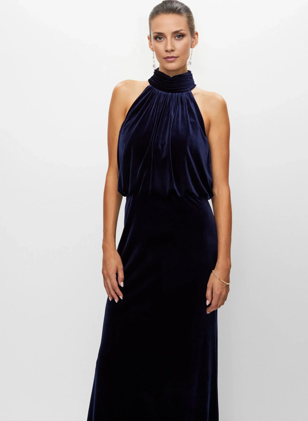Mermaid Halter-Neck Sleeveless Floor-Length Prom Dress