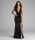 Mermaid Halter Plunge V Neck Sleeveless Open Back Floor-Length Prom Dress