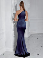 Mermaid One Shoulder Sleeveless Backless Sweep/Brush Train Prom Dress