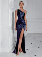 Mermaid One Shoulder Sleeveless Backless Sweep/Brush Train Prom Dress