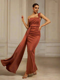 Mermaid One Shoulder Sleeveless Zipper Up Floor-Length Prom Dress