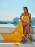 Mermaid One Shoulder Sleeveless Zipper Up Floor-Length Prom Dress