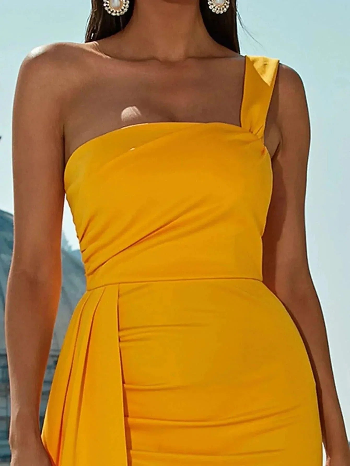 Mermaid One Shoulder Sleeveless Zipper Up Floor-Length Prom Dress