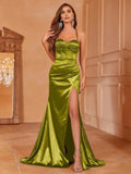 Mermaid Spaghetti Straps Sleeveless Backless Sweep/Brush Train Prom Dress