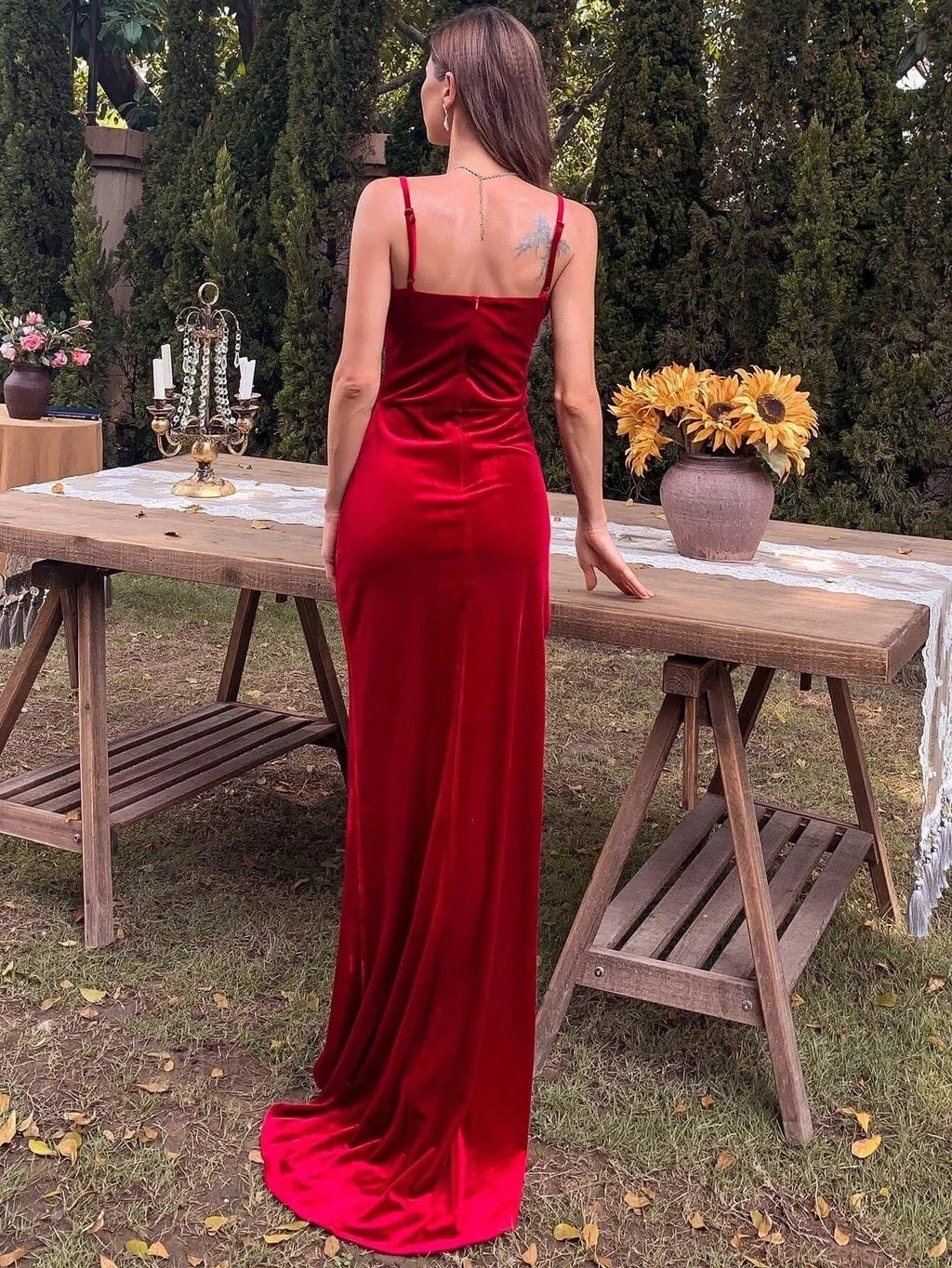 Mermaid Spaghetti Straps Sleeveless Zipper Up Sweep/Brush Train Prom Dress