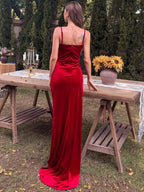 Mermaid Spaghetti Straps Sleeveless Zipper Up Sweep/Brush Train Prom Dress