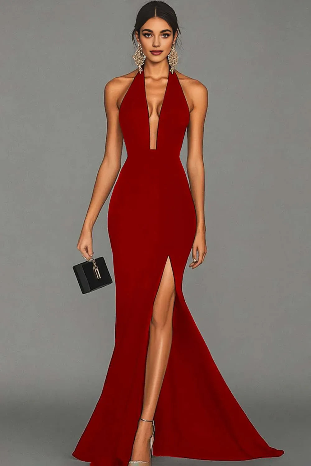 Mermaid/Trumpet Halter Neck Sleeveless Sweep/Brush Train Evening Dress